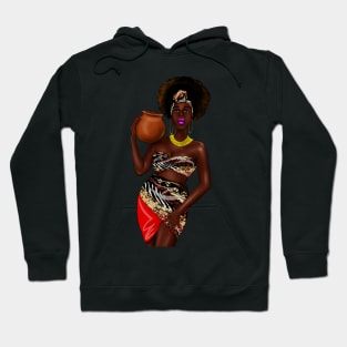 African Woman Holding a Pot, Traditional African Style Hoodie